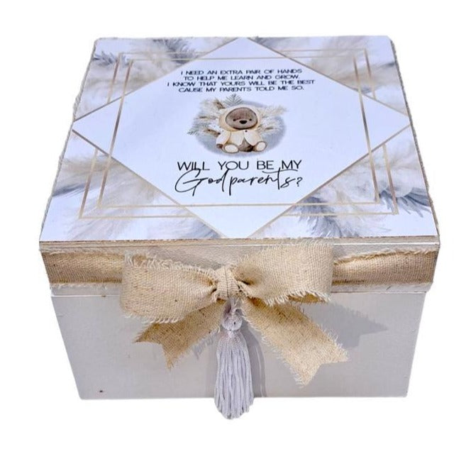 "Will you be my Godparents?" Wooden Keepsake Box