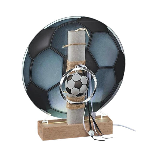Football - Easter Candle with plexiglass back on wooden LED stand