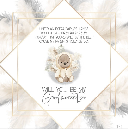 "Will you be my Godparents?"  Wooden Keepsake Box